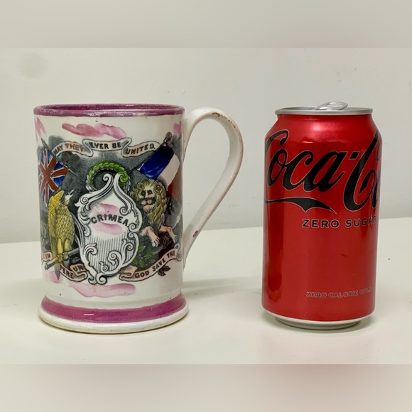 1850s Vtg Antique Crimean War Sunderland Pink Pearl Transfer Lustreware Frog Mug - Picture 14 of 16